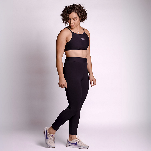Calça Legging Slim Preta média compressão