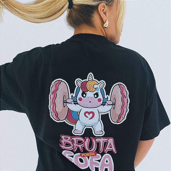 Camiseta Oversized Preta - Bruta Porém Fofa