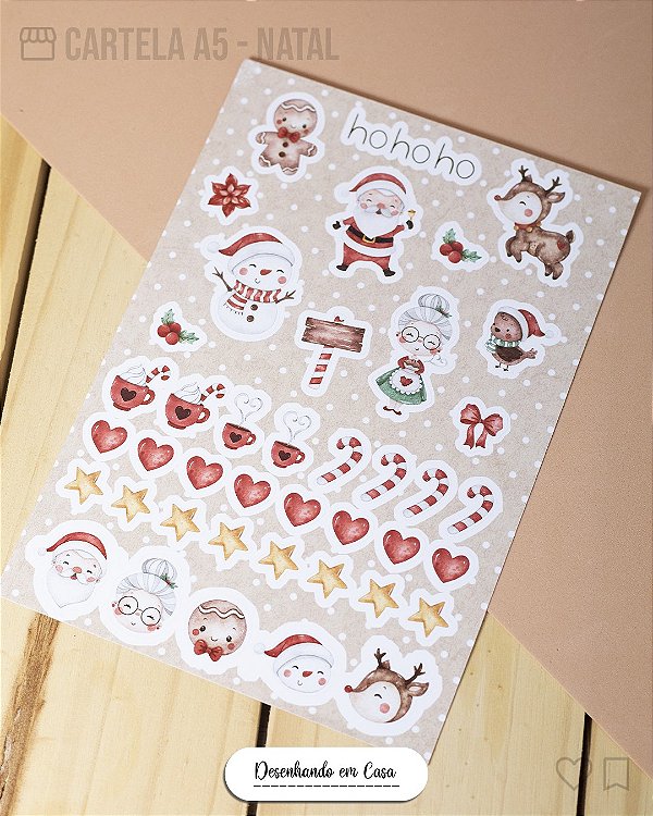 Cartela de adesivo Natal - A5