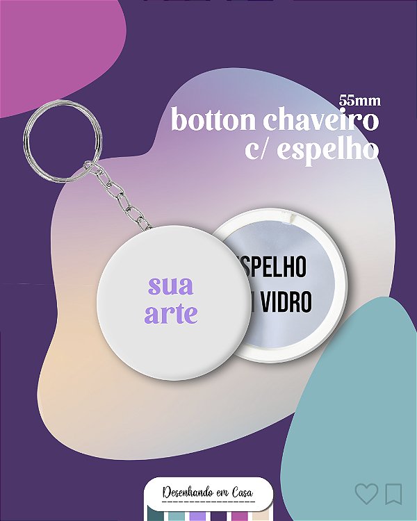 Chaveiro espelho Botton 55mm - Personalizado