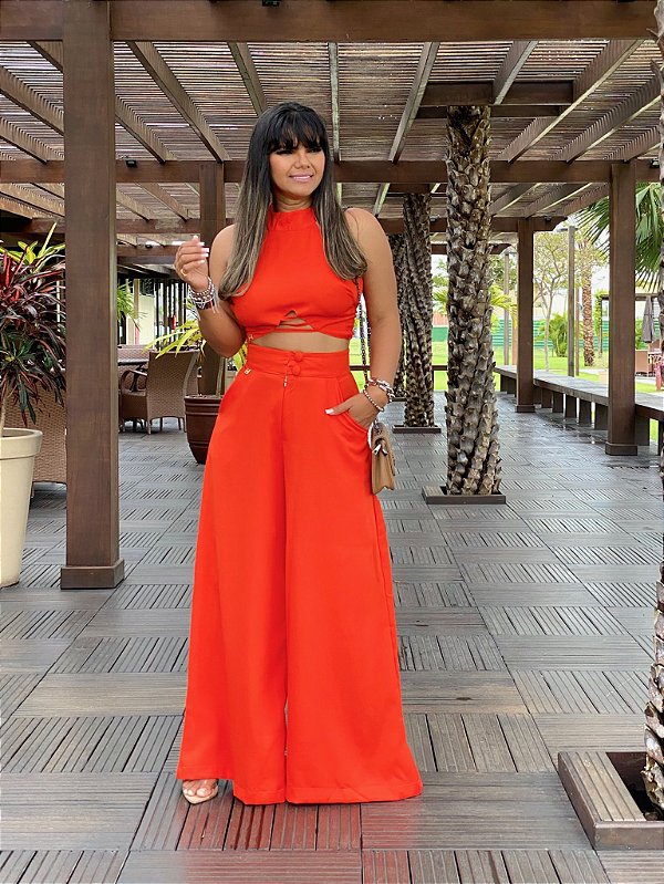 CONJUNTO  PANTALONA E CROPED
