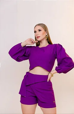 SHORT SAIA COM LAÇO - ROXO
