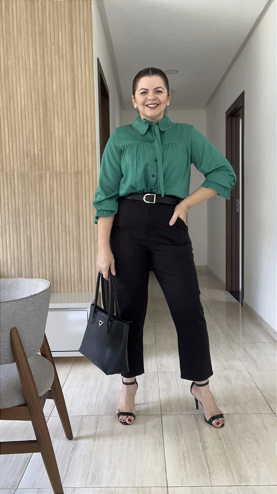 BLUSA GOLA LAÇO COM VIÉS - VERDE