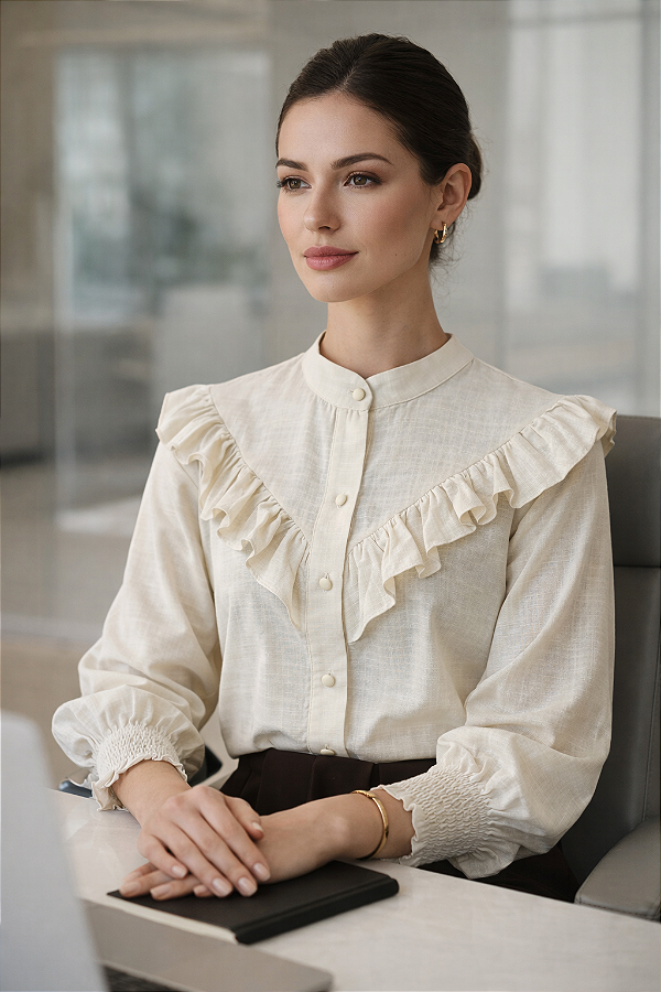 BLUSA MANGA COMPRIDA BABADO V