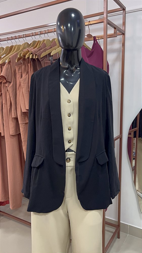 BLAZER COM LAPELA SEM BOTÕES VISCOSE