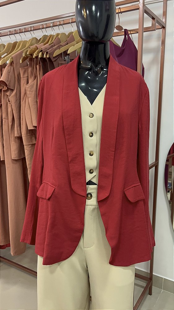 BLAZER COM LAPELA SEM BOTÕES VISCOSE