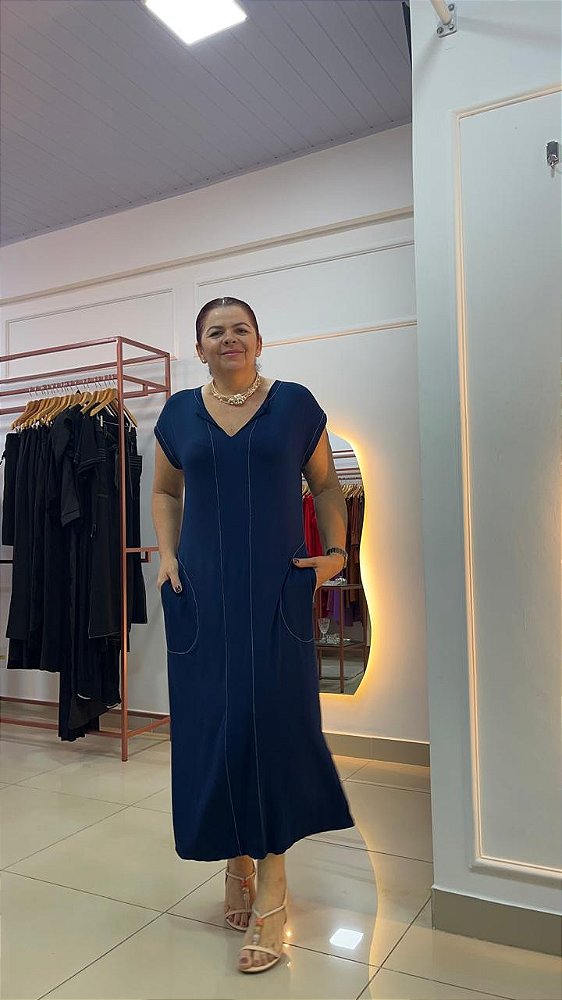 VESTIDO LONGUETE  PESPONTO