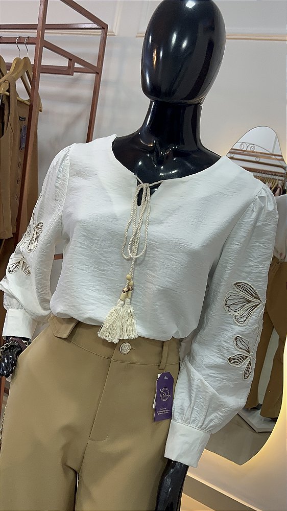 BLUSA BANGA COMPRIDA BORDADA