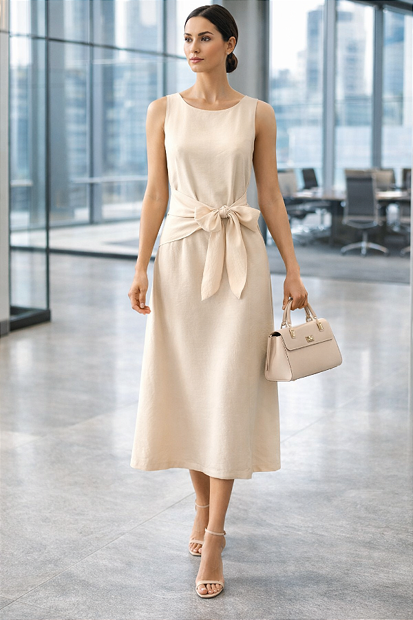 VESTIDO LONGUETE LAÇO FRONTAL