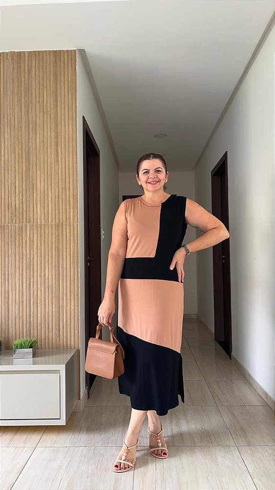 VESTIDO LONGUETE BICOLOR