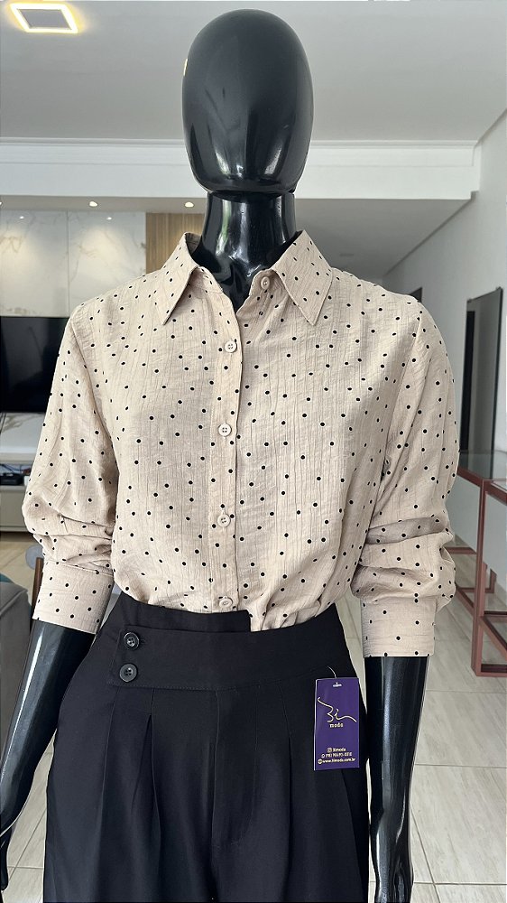 Camisa Social Feminina Poá