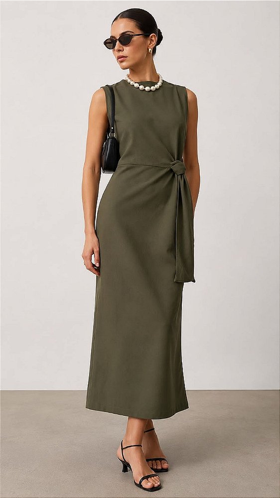 Vestido Longuete amarração na lateral