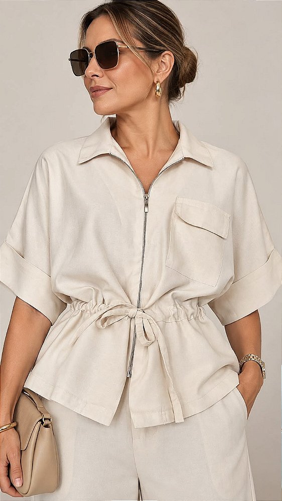 Blusa Jaqueta Casaqueto Feminina marfim