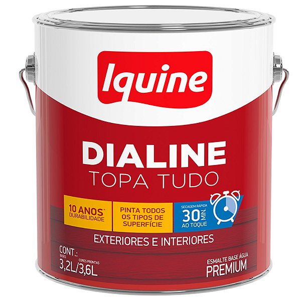 Tinta Iquine A Base D'Água Premium Alto Brilho 3,2L Dialine Topa Tudo 057 Preto