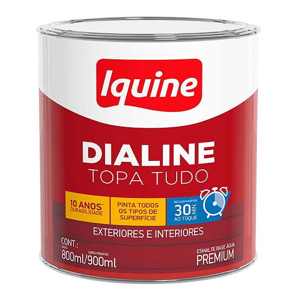 Tinta Iquine a Base d'Água Premium Alto Brilho 800ml Dialine Topa Tudo 006 Platina