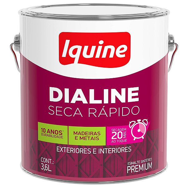 Tinta Iquine Esmalte Sintético Premium Alto Brilho 3,6L Dialine Seca Rápido Alumínio