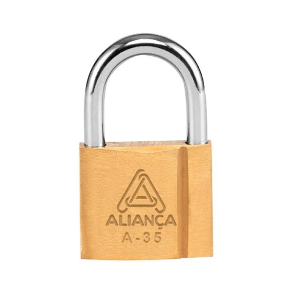 Cadeado De Latão Maciço Com Chave Bt 35mm Aliança