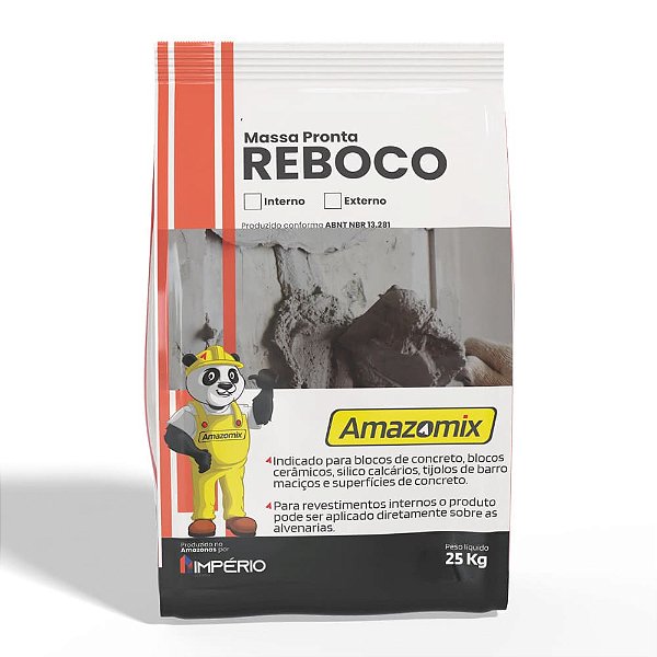 Argamassa Pronta Para Reboco Interno 25kg Amazomix