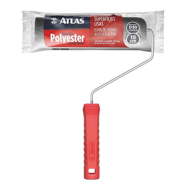 Rolo De Pintura De Espuma Com Suporte 15cm Cinza Atlas