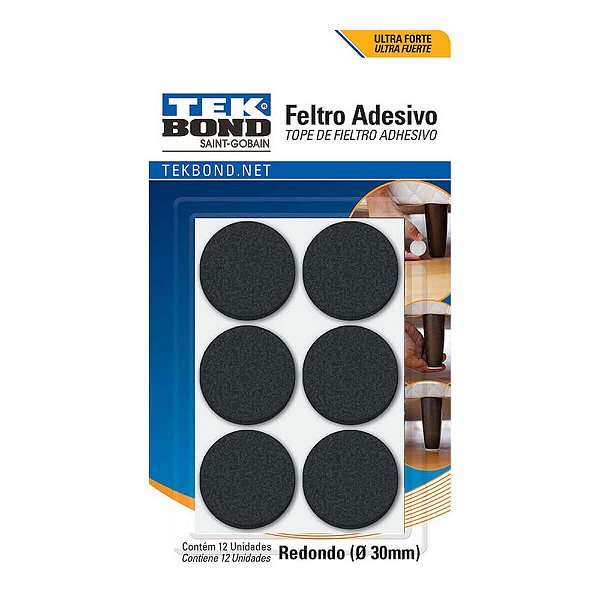 Feltro Redondo 30 Mm Preto Ct/12un Tekbond