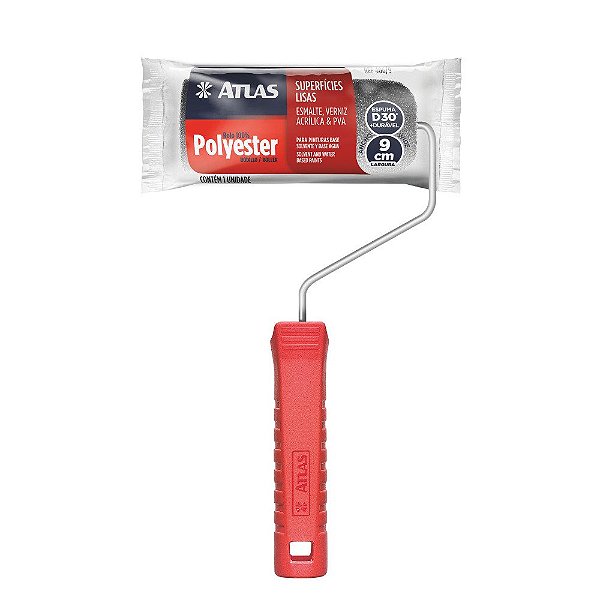 Rolo De Pintura De Espuma Com Suporte 9cm Cinza Atlas
