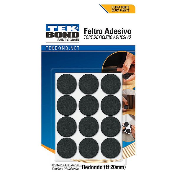 Feltro Redondo 20 Mm Preto Ct/24un Tekbond
