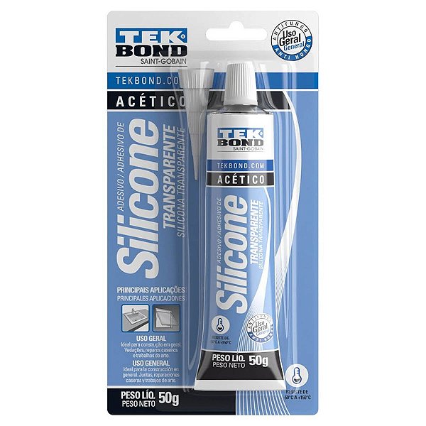 Adesivo De Silicone Acético Blister 5 0g Transparente Tekbond