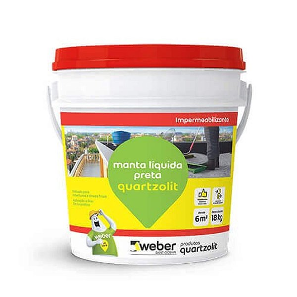 Impermeabilizante Manta Líquida Balde 18 Kg Preta Quartzolit