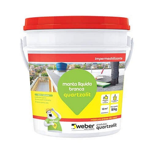 Impermeabilizante Manta Líquida Balde 18 Kg Branca Quartzolit