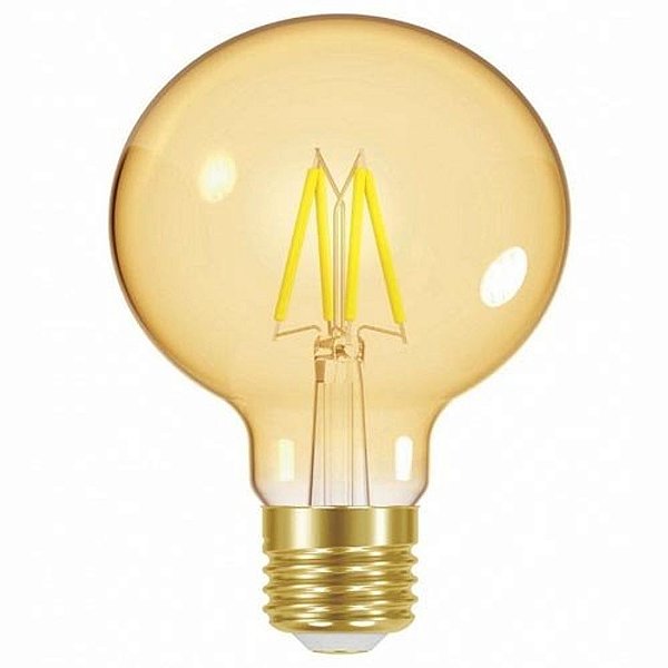 Lâmpada Led Filamento E-27 4w 100v-240v G80 3500k Luz Amarela Ab Âmbar Taschibra