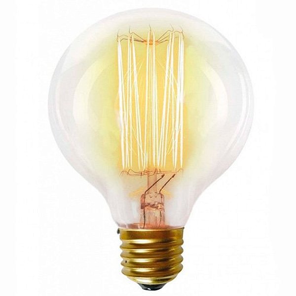 Lâmpada Filamento De Carbono E-27 40w 127v G80 2200k Luz Amarela Âmbar Taschibra