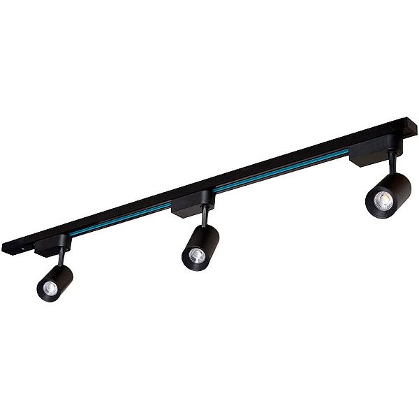 Spot Led Trilho 1m E Conector 3 Luzes Bivolt 7w 3000k Luz Branca Quente Track Preto Bronzearte