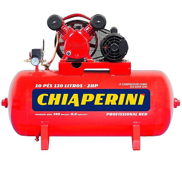 Compressor De Ar 2HP Bivolt 110/220V Monofásico 10PCM 110L Red Chiaperini