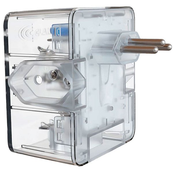 Protetor Contra Surtos Dps 3 Tomadas 3 Pinos 10a Bivolt Energia Transparente Clamper