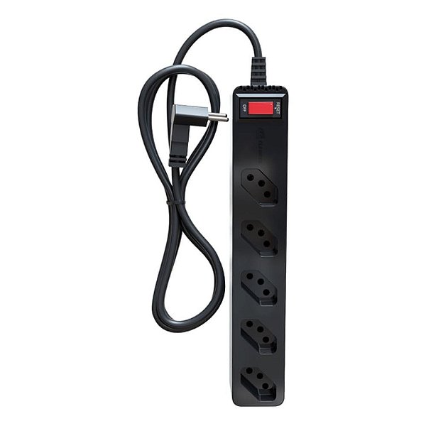 Filtro De Linha Dps 5 Tomadas 3 Pinos 10a Bivolt Energia Preto Clamper