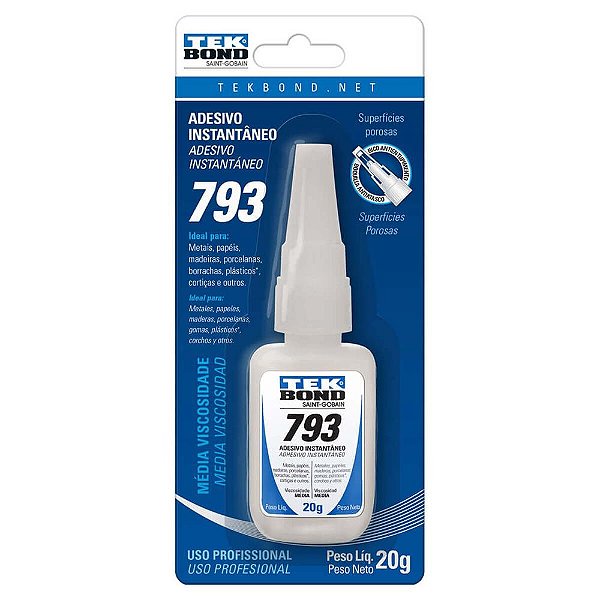 Adesivo Instantâneo 793 Bico Tipo A Blister 20 G Tekbond