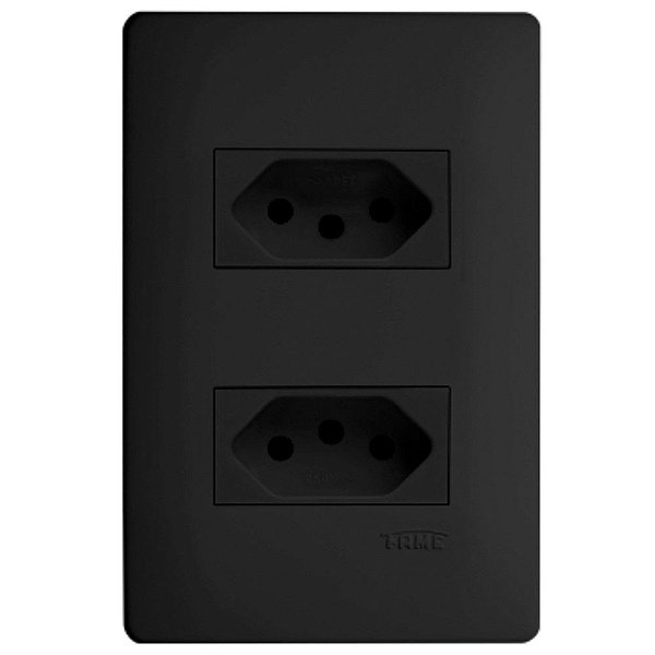 Tomada Dupla 2p+t De Embutir 250v 20a Habitat 4058 Preto Fame
