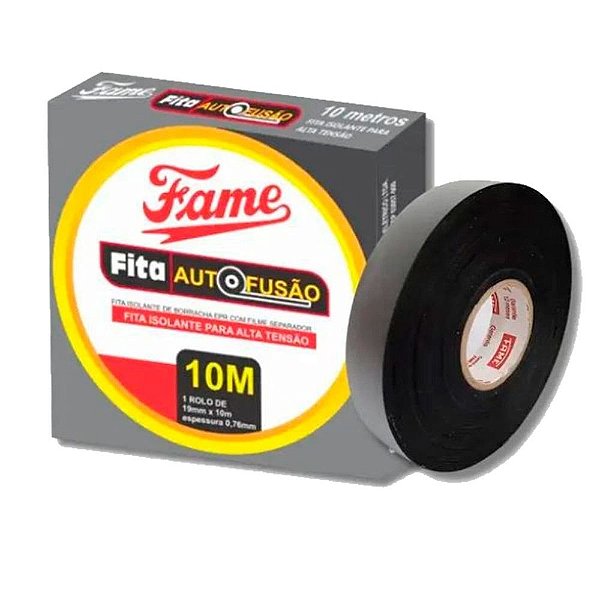 Fita Isolante Auto Fusão 19mmx10mx0,76 Preta Fame