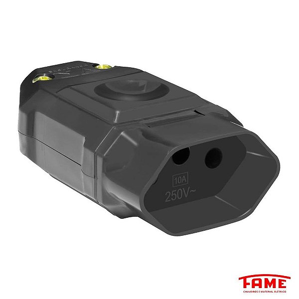 Tomada 2p+t Junção Femea 10/250v 4176 Preta Fame