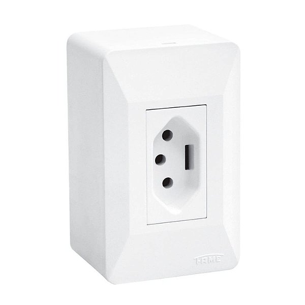 Tomada Externa Com Placa E Caixa 2p+t 10a/250v Evidence 3503 Branco Fame