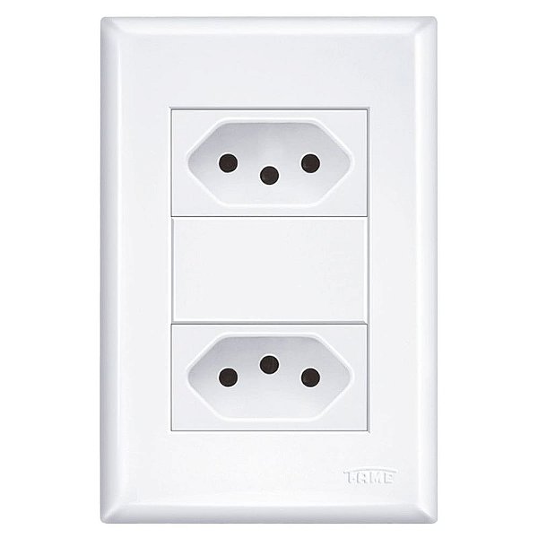 Tomada Dupla 2p+t Distanciada Com Placa 20a/250v Evidence 2916 Branco Fame