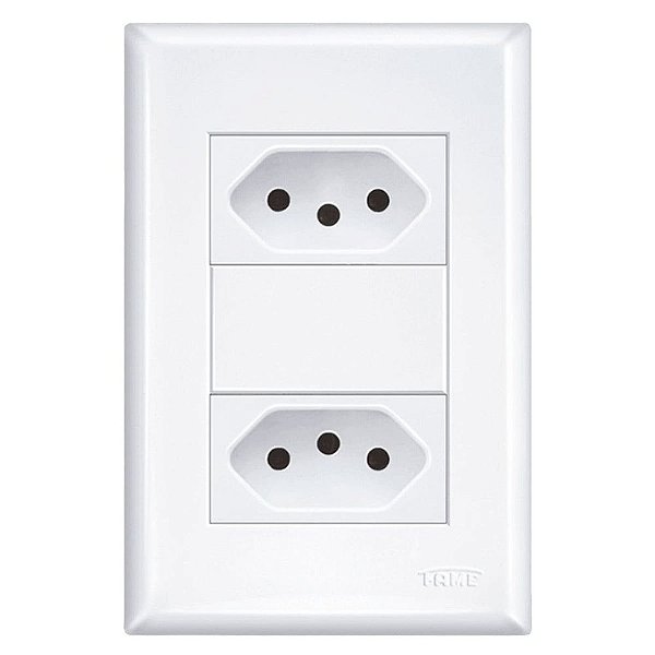 Tomada Dupla 2p+t Distanciada Com Placa 10a/250v Evidence 3890 Branco Fame