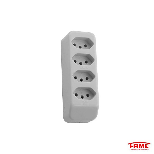 Tomada Quadrupla Padrao Movel 250v Cinza Fame
