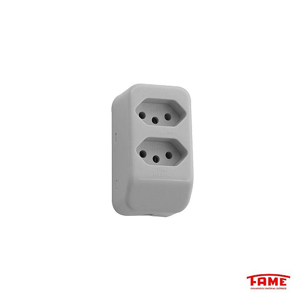 Tomada Dupla Padrao Movel 250v Cinza Fame