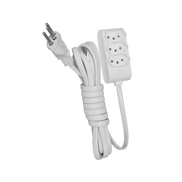 Extensao Elétrica Com 3 Tomadas 1,5 Metros 250v Branca Fame