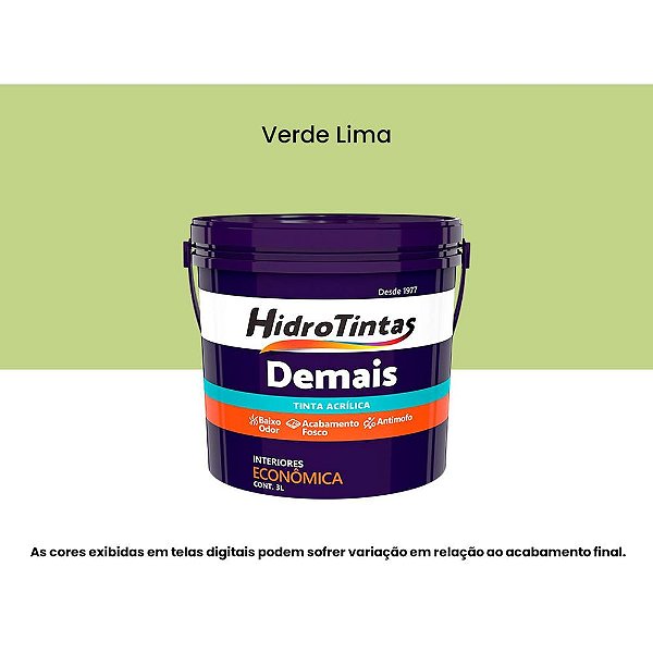 Tinta Acrílica Econômica Fosca 3l Demais Verde Lima Hidrotintas