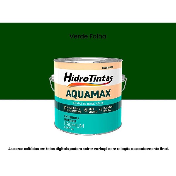 Tinta Esmalte Sintético À Base D'água 3l Aquamax Verde Folha Hidrotintas