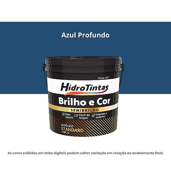 Tinta Acrílica Standard Semibrilho 3l Brilho E Cor Azul Profundo Hidrotintas