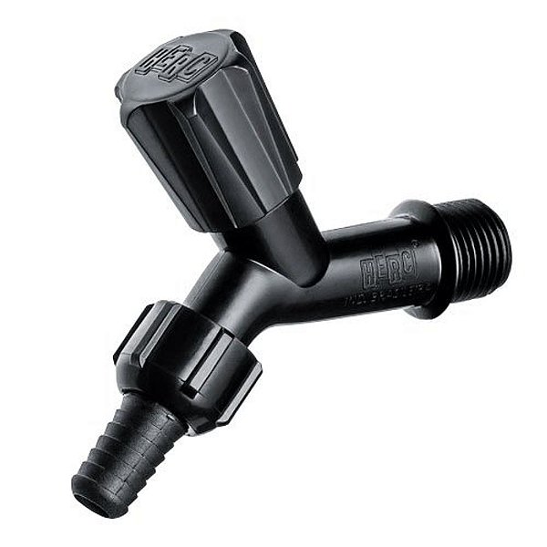 Torneira Plástica Para Jardim 1/2" Com Adaptador 3/4" Preta Herc