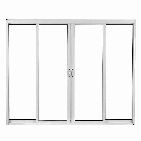 Janela De Correr Em Alumínio Vidro Liso 4 Folhas 100x150cm Soft Branca Mgm